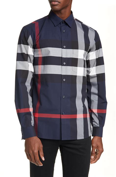 burberry button up shirt blue|Burberry button up shirt men.